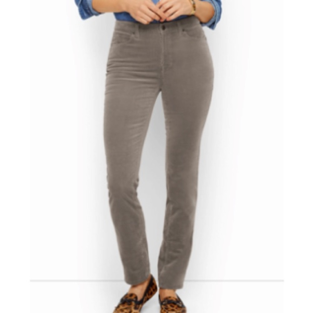 NEW Talbots Flawless High Waist Straight Leg CURVY Corduroy Pants, Size 2, Gray